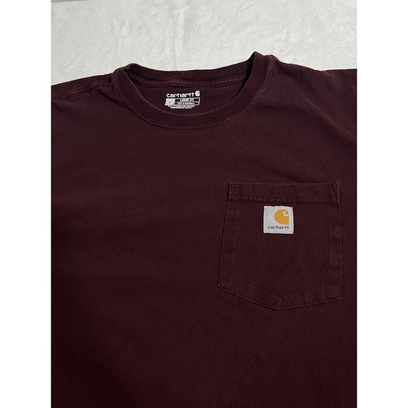 Carhartt Other - Carhartt Maroon Cotton Loose Fit Pocket Crew Neck Short Sleeve T-Shirt L